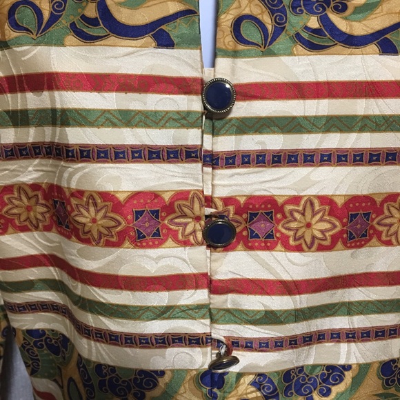 VTG ARTSY ANDRIANNA PAPEL 100% SILK JACKET BLAZER JACQUARD STRIPES SZ 10 LIKE … - Picture 2 of 9